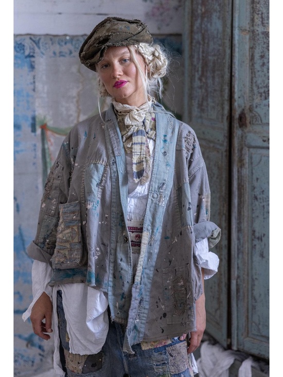 Magnolia Pearl Jackets & Blazers - Magnolia Pearl  Tucumcari Kimono Distressed Patchwork Denim Jacket